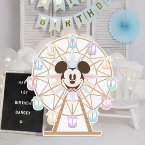 Printable Mickey Ferris Wheel Cutout, Disneyland Birthday Party Stand Up Prop, Mickey Baby Shower Party Decoration, Digital file