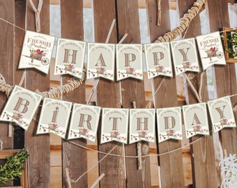 Banner do mercado de agricultores, banner de fazenda, perfeito para qualquer festa de aniversário ou evento, arquivo digital