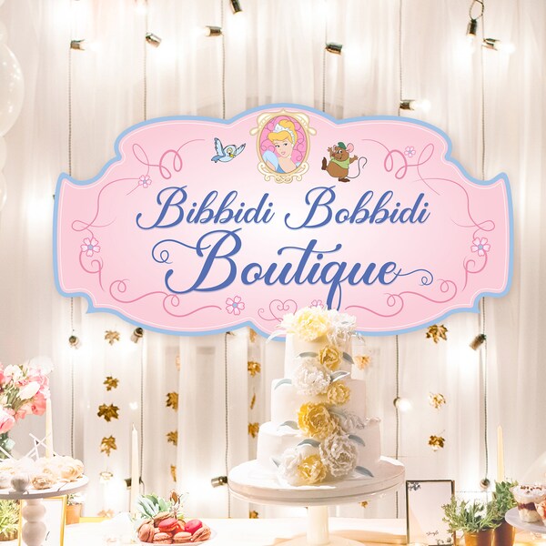 Bibbidi Bobbidi Boutique Schild, Disneyland Geburtstag, Prinzessin Geburtstag, Prinzessin Party Dekoration, digitale Datei