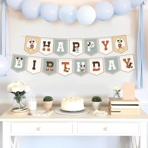 Printable Mickey Happy Birthday Banner, Disneyland Happiest Birthday On Earth Party Decoration, Mickey Party, Digital file