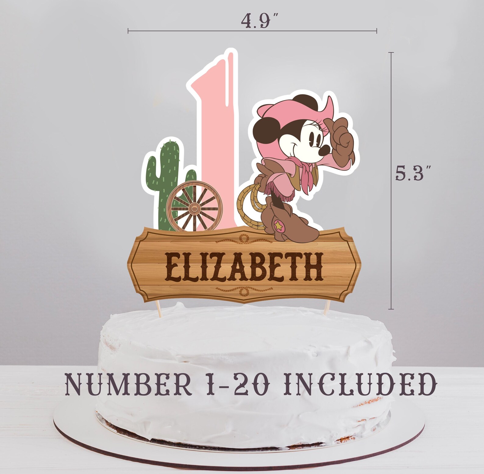 Printable Minnie Rodeo Birthday Cake Topper, Minnie Cowgirl Birthday ...