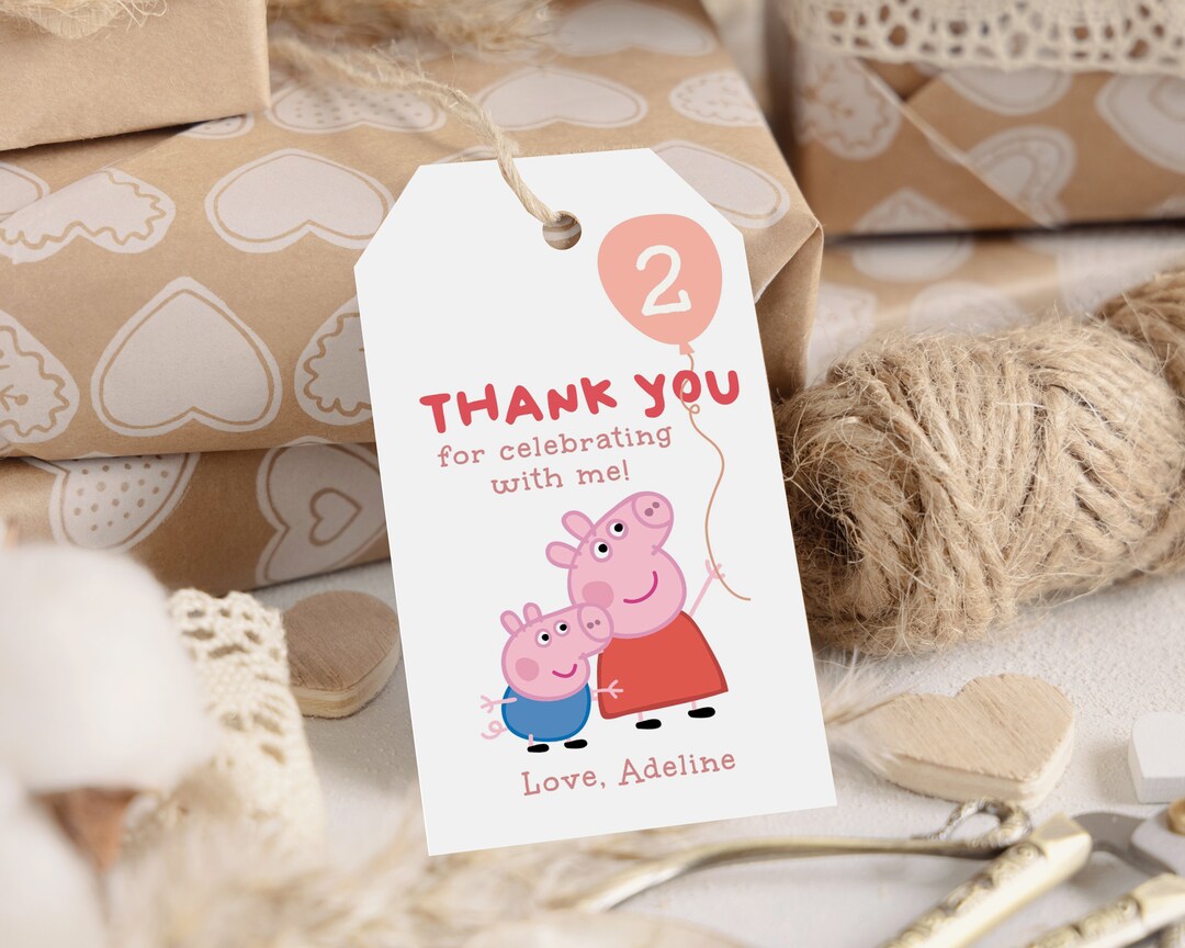 Printable Peppa Pig Thank You Tag, Peppa Pig Gift Label, Perfect for ...