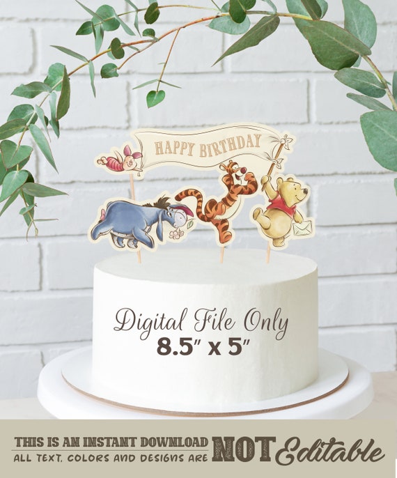 Printable Winnie the Pooh Cake Topper, Hundred Acre Wood Party