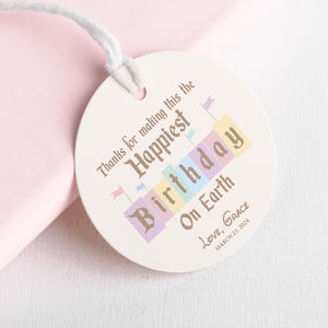 Etiqueta de lembrança de aniversário mais feliz da Terra, etiqueta de agradecimento de aniversário da Disneylândia, aniversário do Mickey, aniversário da Minnie, digital, para impressão