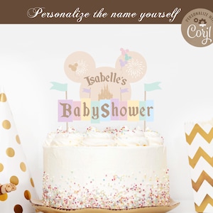 Editable Name Baby Shower Cake Topper, Printable Happiest Baby Shower On Earth Cake Topper, Disneyland Baby Shower Cake Topper, Digital file