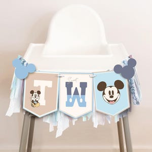 Printable Mickey 2nd Birthday High Chair Banner Banner, Happiest Birthday On Earth Party Decoration, Mickey Party, Digital file