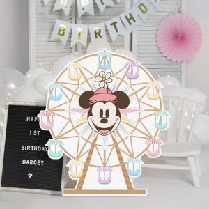Printable Minnie Ferris Wheel Cutout, Disneyland Birthday Party Stand Up Prop, Minnie Baby Shower Party Decoration, Digital file