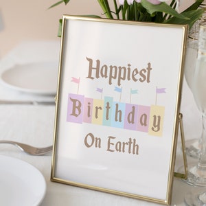 Printable Disneyland Birthday Sign, Happiest Birthday On Earth, Mickey Birthday, Disneyland Party Decoration, Digital file