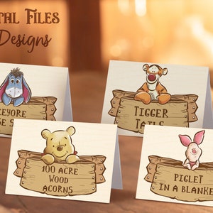 Winnie the Pooh Party Food Tent, Hundred Acre Wood Party Food Label, Perfect for any birthday party or event, Digital file