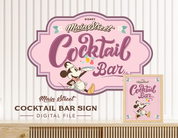 Minnie Cocktail Bar Sign, Main Street Cocktail Bar, Minnie Birthday, Disneyland Party Decoration, Digital file