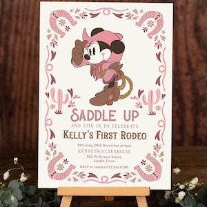 Minnie First Rodeo Birthday Invitation, Minnie Cowgirl Birthday ...