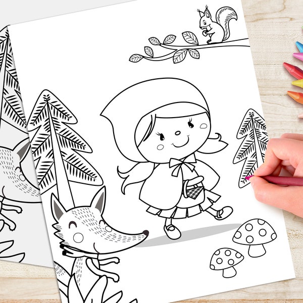 Red Riding Hood Coloring Page Digital file