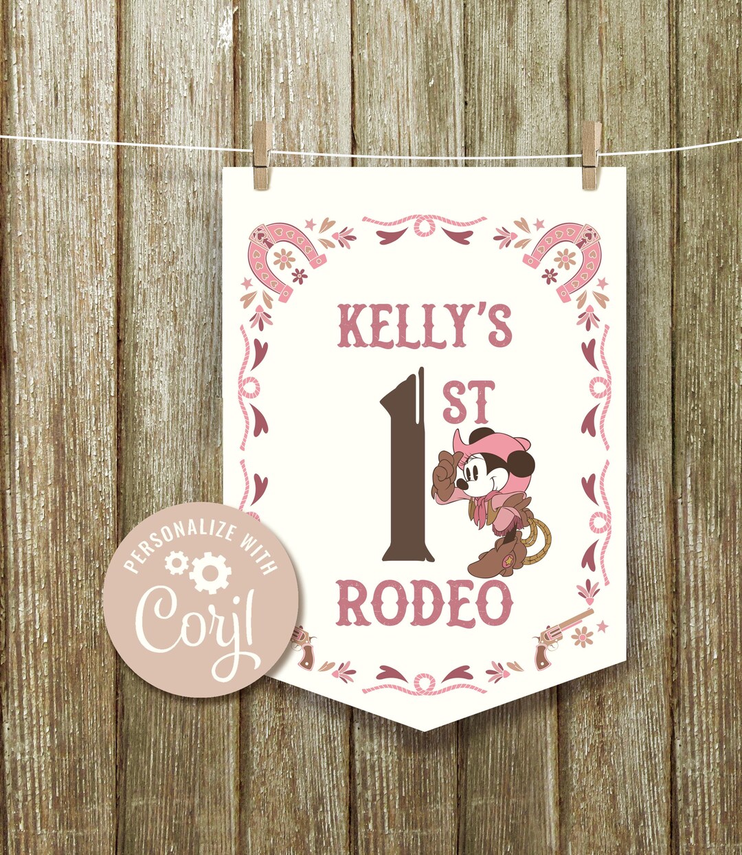 Printable Minnie Rodeo Birthday Sign, Minnie Cowgirl Birthday, Wild ...