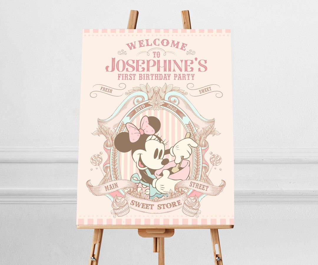 Printable Disney Party Welcome Sign, Minnie Birthday Party Welcome Sign ...
