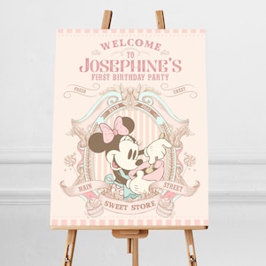 Printable Disney Party Welcome Sign, Minnie Birthday Party Welcome Sign, Perfect for any Disney theme birthday party or event, Digital file