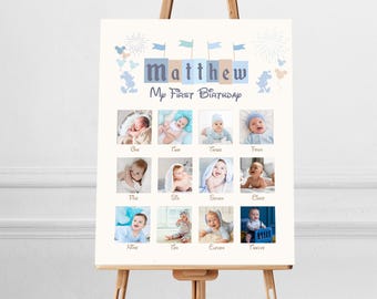 Editable Name Disneyland Photo Milestone Poster, Printable Baby First Birthday Milestone sign, Digital file