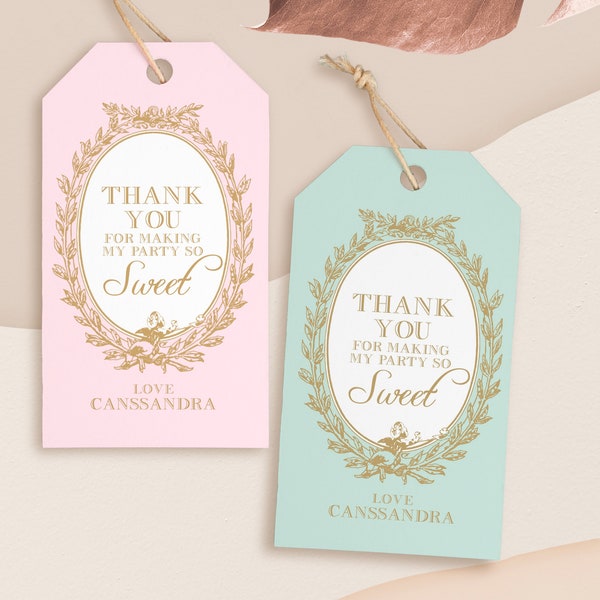 Editable French Cafe Thank You Tag, Paris Cafe Birthday Party Decor, Patisserie Baby Shower Gift Tag, Digital, Printable