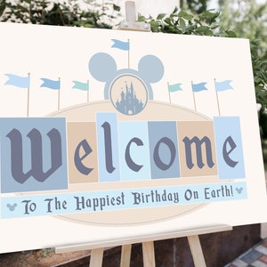Disneyland Birthday Party Welcome Sign, Disneyland Party Decoration, Digital file