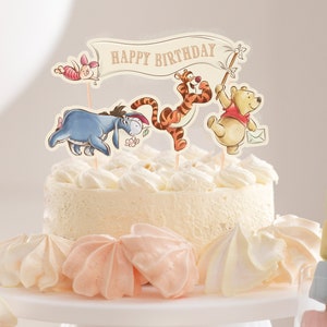 MEMOVAN Winnie Cake Topper Oh Baby Classic The Pooh Cake Cupcake Topper  Winnie Pooh Cake Decoration for Kids Boys' Birthday Baby Shower Party  Supplies