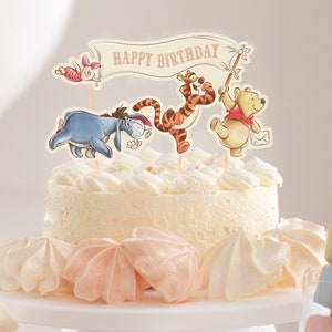 Decorazione per torta Winnie the Pooh stampabile, decorazioni per feste nel Bosco dei Cento Acri, festa di compleanno dell'orsetto Winnie the Pooh, digitale