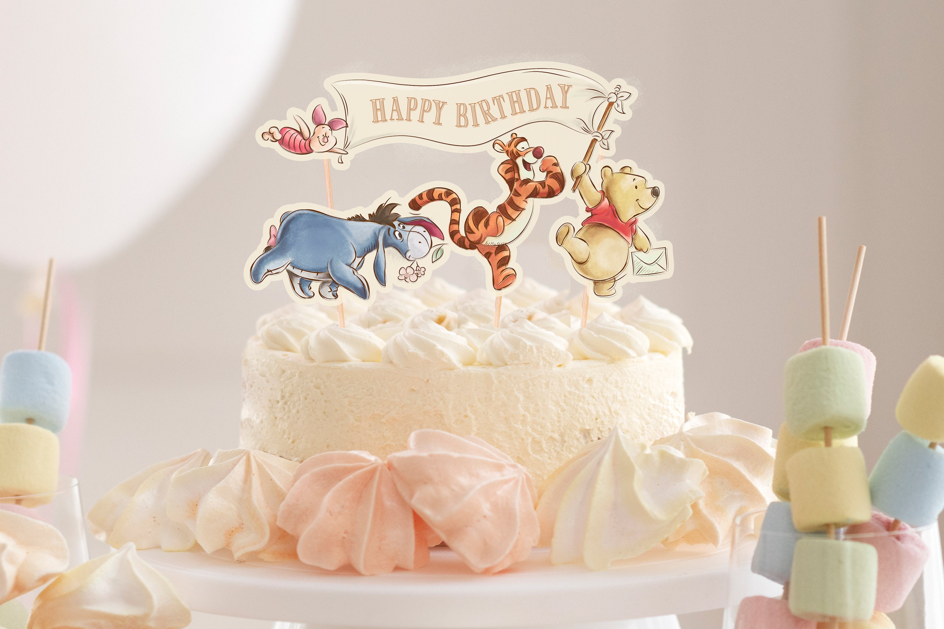 Classic Winnie The Pooh Cake Topper or Centerpiece Decoration / Blue for  Boy Baby Shower / Instant Download / Oh Baby/ Welcome Baby