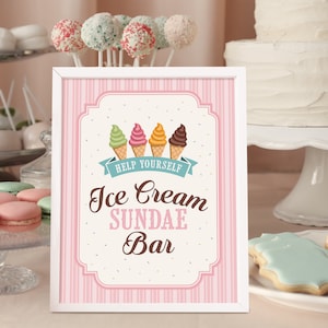 Ice Cream Sundae Bar Poster • 8.5 x 11 • Digital • Printable
