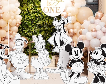 Afdrukbare klassieke Mickey & Friends knipsel, Disneyland Birthday Party Stand Up Prop, Disneyland Baby Shower Party Decoratie, Digitaal bestand