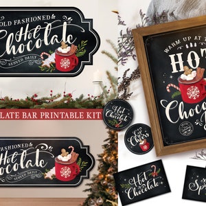 PRINTABLE Hot Chocolate Bar Kit, Hot Cocoa Bar, Hot Chocolate Bar Sign, Christmas Party Decor, Digital file