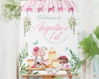 Tea Party Sign, Perfect for any garden theme birthday party or event, Digital file