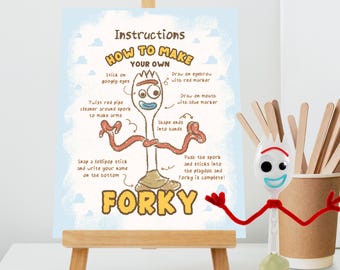 Toy Story Forky Sign, Make Your Own Forky Activity Signage, Digital File,