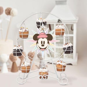 Printable Minnie&#39;s Fun Wheel Label, Minnie Birthday, Disneyland Party Decoration, Digital file