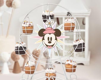 Printable Minnie&#39;s Fun Wheel Label, Minnie Birthday, Disneyland Party Decoration, Digital file
