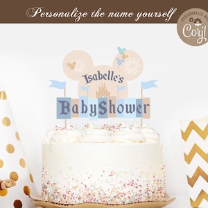 Editable Name Baby Shower Cake Topper, Printable Happiest Baby Shower On Earth Cake Topper, Disneyland Baby Shower Cake Topper, Digital file