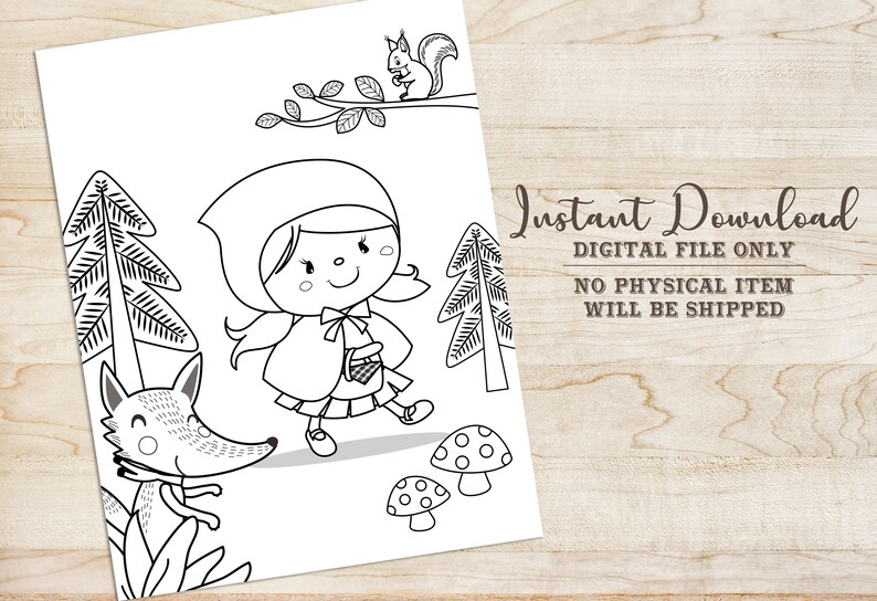 Red Riding Hood Coloring Page Digital File - Etsy