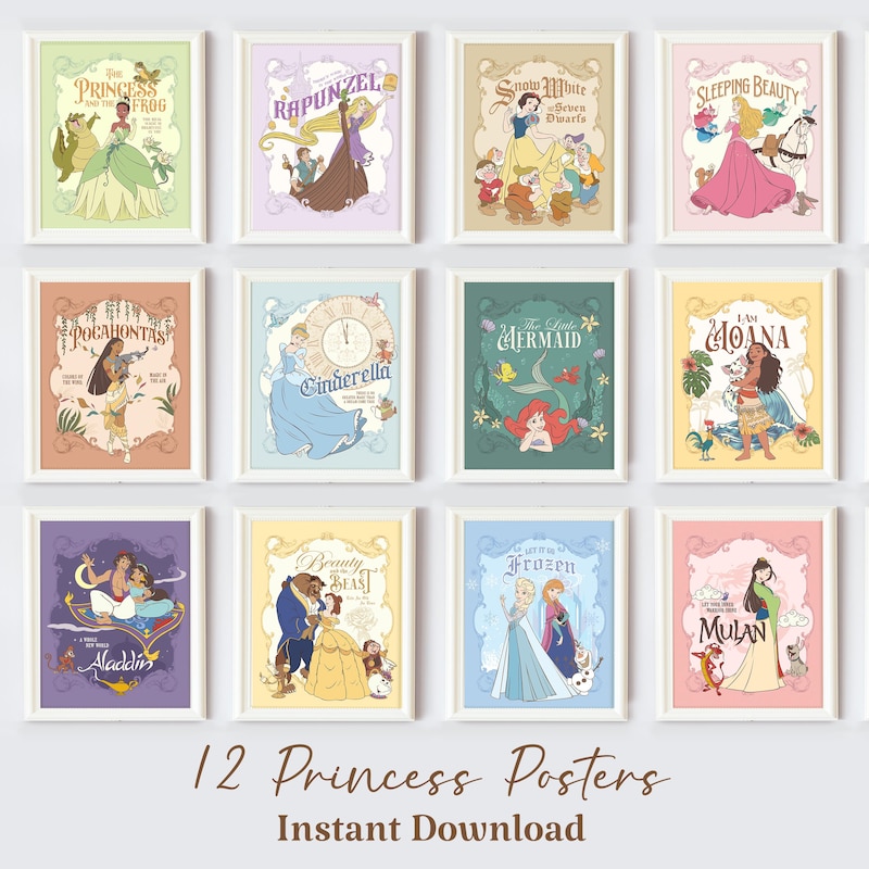 Disneys Princess Art Posters - Etsy