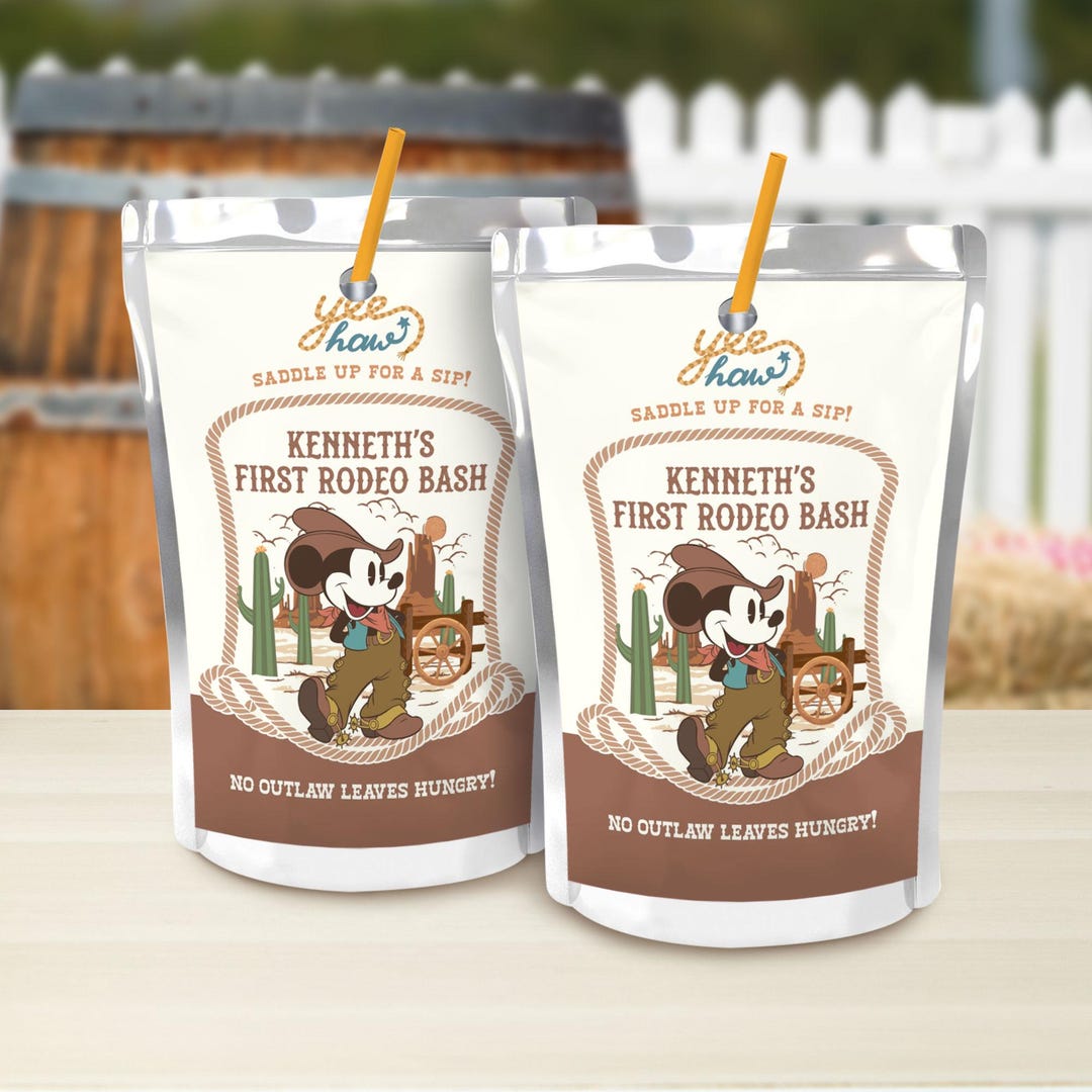 Printable Mickey Rodeo Birthday Capri Sun Juice Label, Watering Hole ...