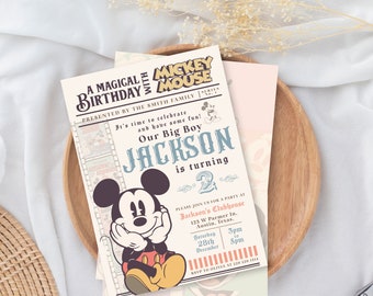 Pastel Mickey verjaardagsuitnodiging, Disneyland verjaardagsuitnodiging, Mickey verjaardag, digitaal, afdrukbaar