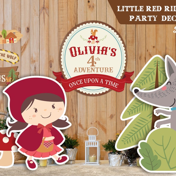 Printable Little Red Riding Hood Party Decor, Once Upon A Time Sign, Photo Props, Digital file