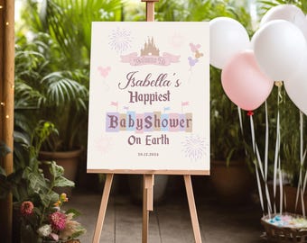 Editable Happiest Baby Shower on Earth Welcome Sign, Disneyland Baby Shower, Mickey and Minnie Baby Shower, Babyland, Digital file