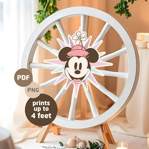 Décoration de roue amusante imprimable de grande taille de Minnie, anniversaire de Minnie, décoration de fête de baby shower de Disneyland, fichier numérique