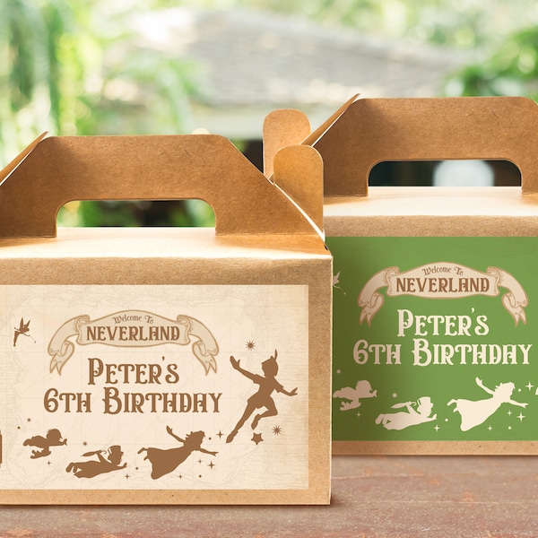 Imprimable Peter Pan Gable Box Label, Neverland Gable Box Label, Peter Pan Birthday, Peter Pan Baby Shower, Digital,