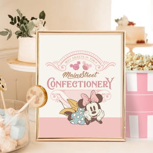 Minnie Confectionery Sign, Main Street Confectionery, Minnie Birthday, Disneyland Party Decoration, Digital file