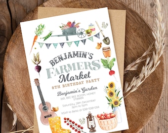 Farmers Market Invitation, Farmers Market Birthday Invitation, Kids Birthday Party, Invitation, Digital, Printable