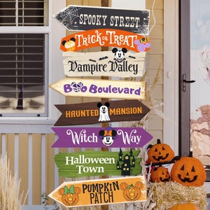 Printable Mickey Halloween Party Directional Sign, Trick or Treat Party Decoration, Minnie Halloween Birthday Party, Digital file