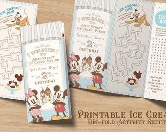 Printable Mickey & Minnie Ice Cream Activity Sheet, Ice Cream Coloring Page, Kids Activities Sheet, Digital, Printable
