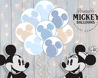 Printable Pastel Mickey Balloons, Disneyland Baby Shower Stand Up Prop, Mickey Birthday Party Decoration, Digital file