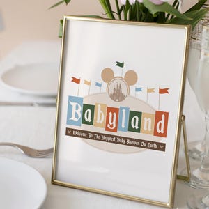 Printable Babyland Baby Shower Sign, Happiest Baby Shower On Earth, Mickey Baby Shower, Disneyland Party Decoration, Digital file
