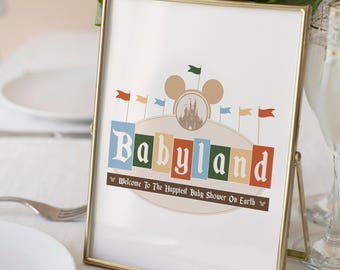 Printable Babyland Baby Shower Sign, Happiest Baby Shower On Earth, Mickey Baby Shower, Disneyland Party Decoration, Digital file