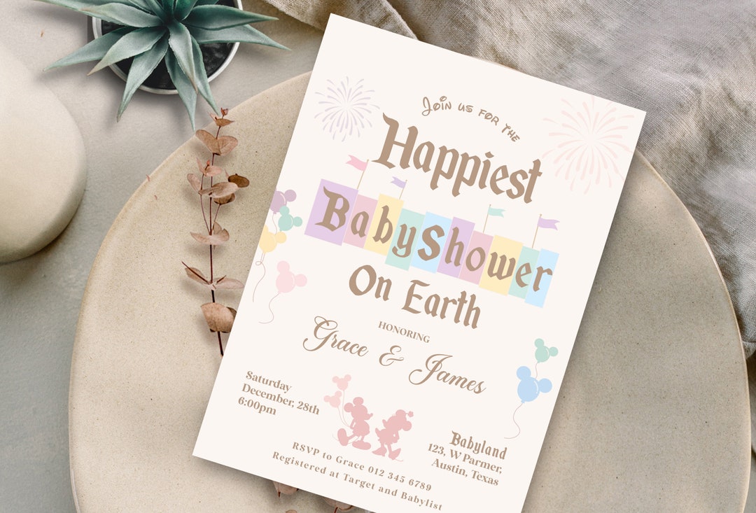 Happiest Baby Shower on Earth Invitation, Disneyland Baby Shower