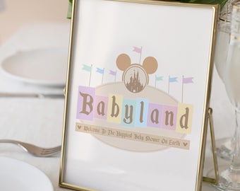 Printable Babyland Baby Shower Sign, Happiest Baby Shower On Earth, Mickey Baby Shower, Disneyland Party Decoration, Digital file